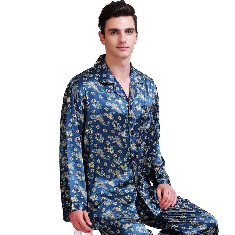 Boho Paisley Printed Satin Men’s Sleeping Pajamas - Elmodas